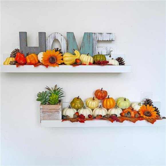 60 Pcs Assorted Small Artificial Pumpkins and Gourds Fall Harvest Decoration Set - Picture 2 of 7